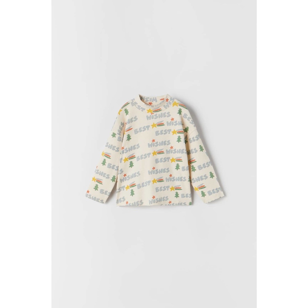 Zara 9/12M Best Wishes Long Sleeve Shirt